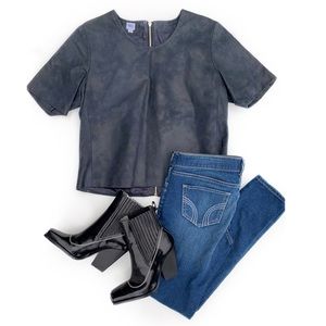 MELI Leather Top | Blue | Large